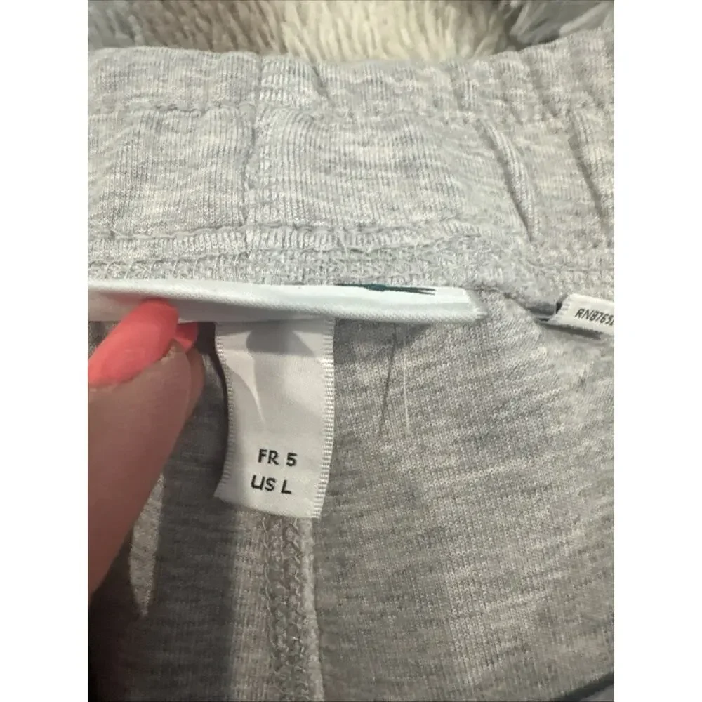 LACOSTE Joggers Mens Large Grey Tapered Sweatpants Logo Lounge Casual